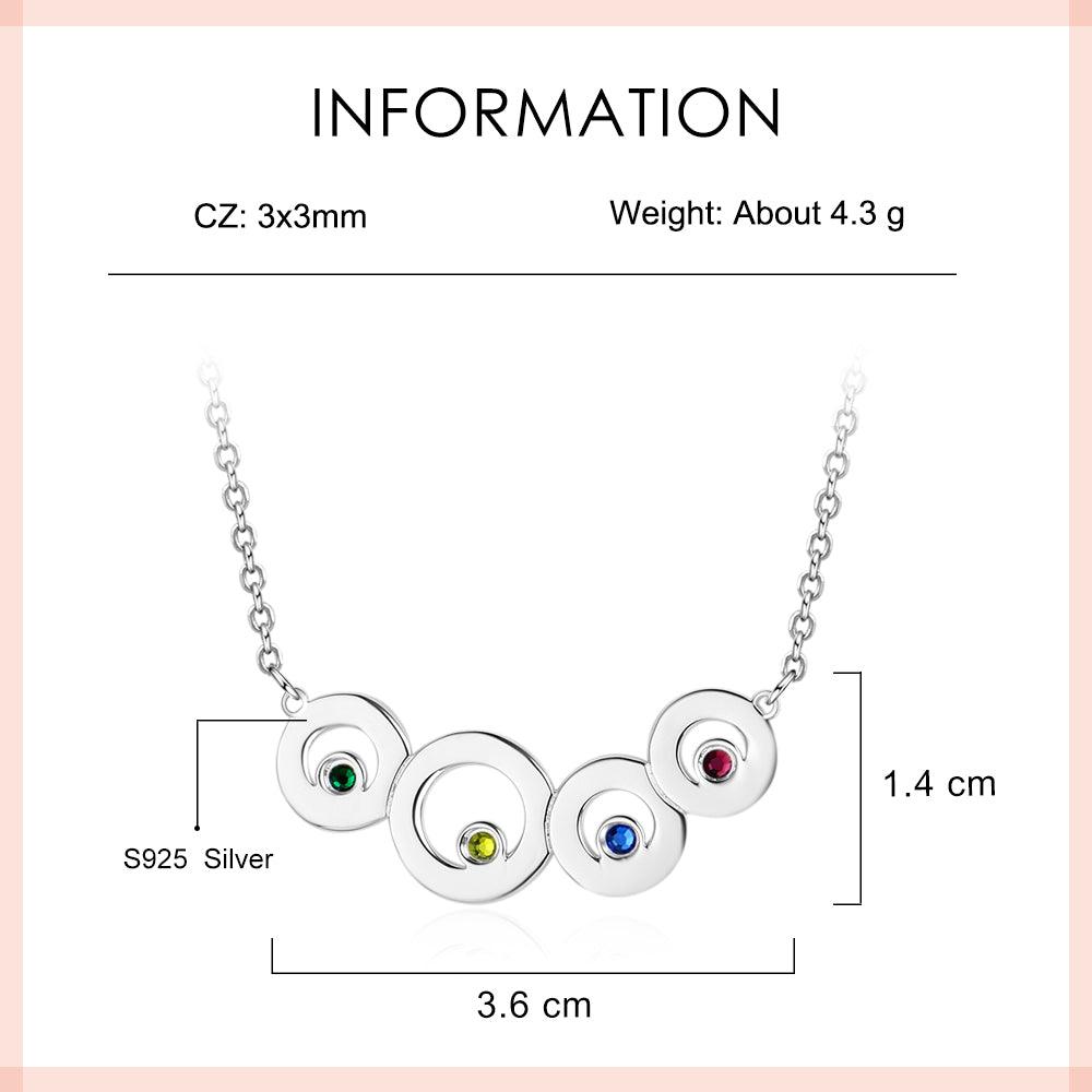 Family Jewelry 4 Circle Personalized Birthstone Name Necklace 925 Sterling Silver Necklaces & Pendants - Personalized Jewel