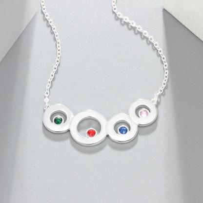 Family Jewelry 4 Circle Personalized Birthstone Name Necklace 925 Sterling Silver Necklaces & Pendants - Personalized Jewel