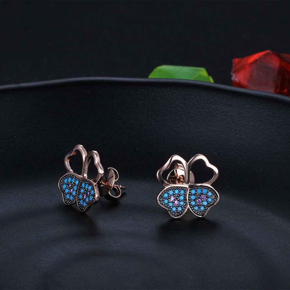 Fashion 925 Silver Blue Flower CZ Stud Earrings for Women, Birthday Gift Jewelry for Girls - Personalized Jewel