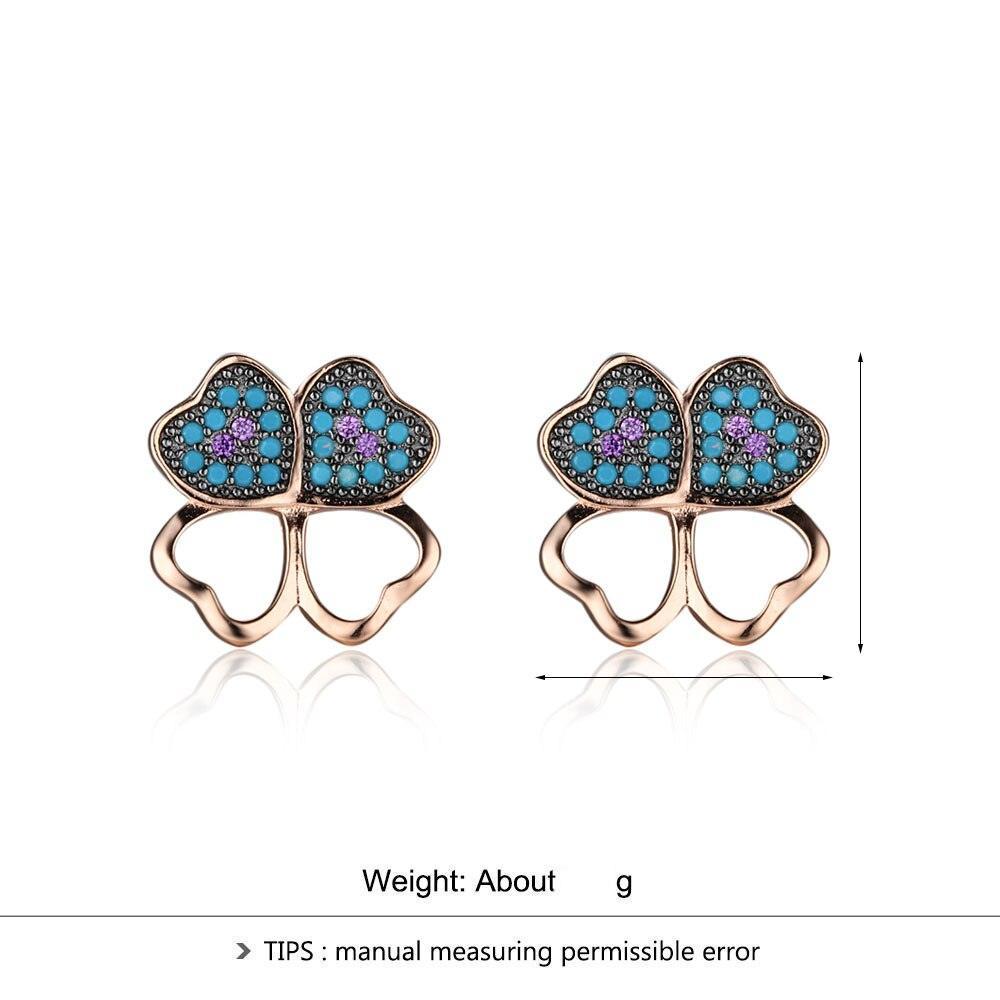 Fashion 925 Silver Blue Flower CZ Stud Earrings for Women, Birthday Gift Jewelry for Girls - Personalized Jewel