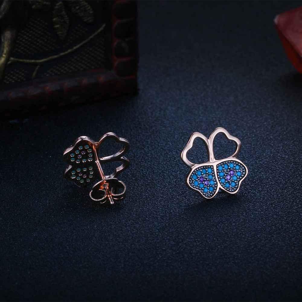 Fashion 925 Silver Blue Flower CZ Stud Earrings for Women, Birthday Gift Jewelry for Girls - Personalized Jewel