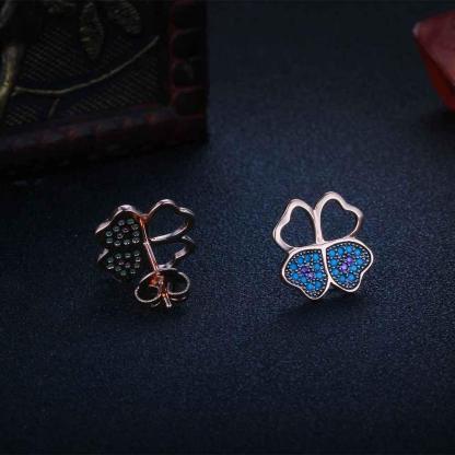 Fashion 925 Silver Blue Flower CZ Stud Earrings for Women, Birthday Gift Jewelry for Girls - Personalized Jewel