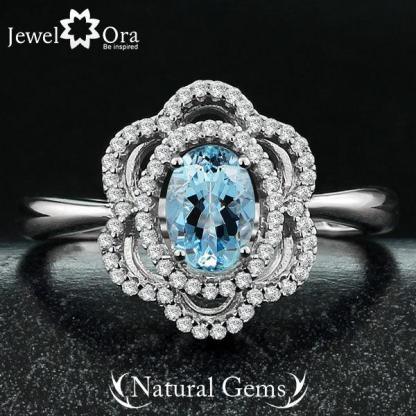 Fashion 925 Silver Sparkling Flower Lady Ring with Natural Stone, Wedding Jewelry for Women - Personalized Jewel
