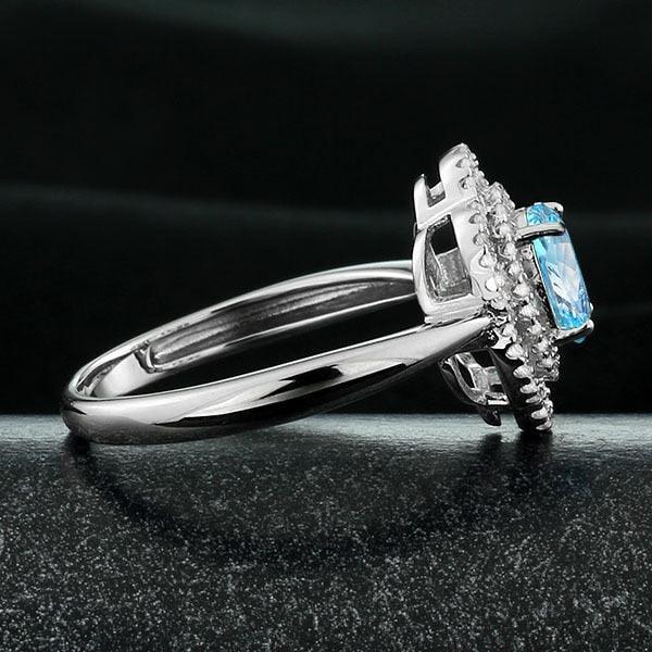 Fashion 925 Silver Sparkling Flower Lady Ring with Natural Stone, Wedding Jewelry for Women - Personalized Jewel