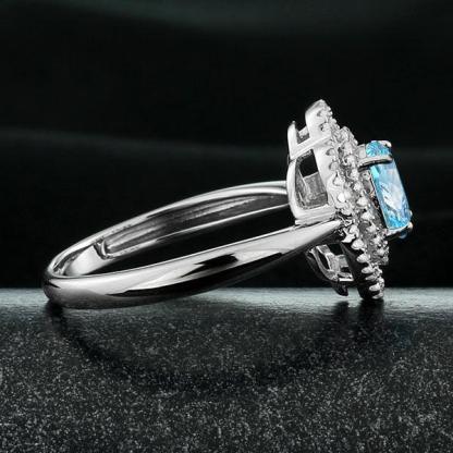 Fashion 925 Silver Sparkling Flower Lady Ring with Natural Stone, Wedding Jewelry for Women - Personalized Jewel