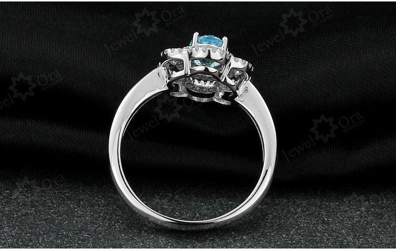 Fashion 925 Silver Sparkling Flower Lady Ring with Natural Stone, Wedding Jewelry for Women - Personalized Jewel