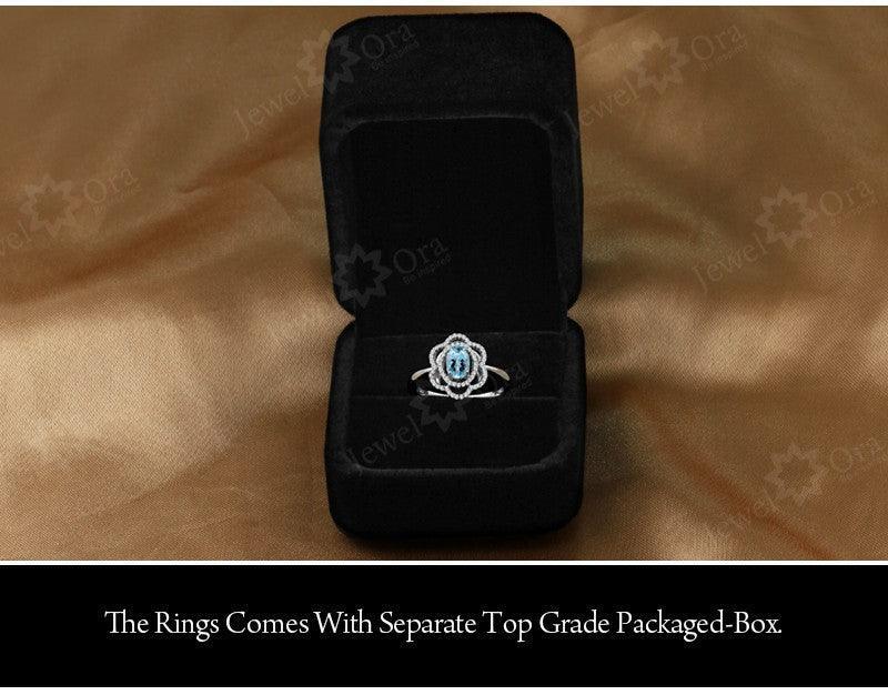 Fashion 925 Silver Sparkling Flower Lady Ring with Natural Stone, Wedding Jewelry for Women - Personalized Jewel