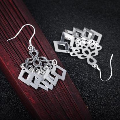 Fashion 925 Sterling Silver Chandelier Rhombus Drop Earrings, Party Jewelry Accessories for Women - Personalized Jewel