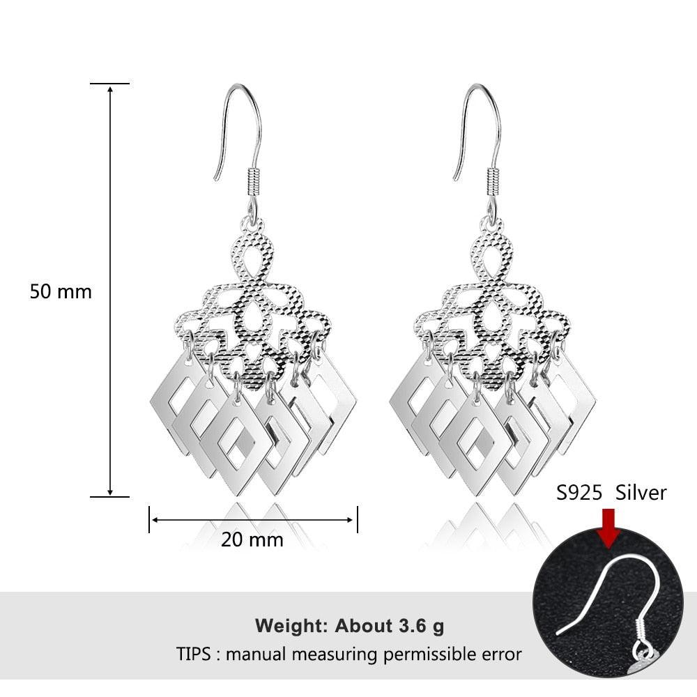Fashion 925 Sterling Silver Chandelier Rhombus Drop Earrings, Party Jewelry Accessories for Women - Personalized Jewel