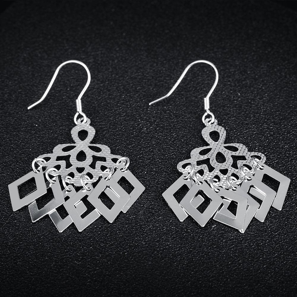 Fashion 925 Sterling Silver Chandelier Rhombus Drop Earrings, Party Jewelry Accessories for Women - Personalized Jewel
