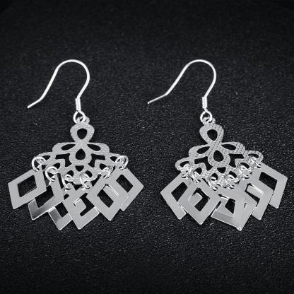 Fashion 925 Sterling Silver Chandelier Rhombus Drop Earrings, Party Jewelry Accessories for Women - Personalized Jewel