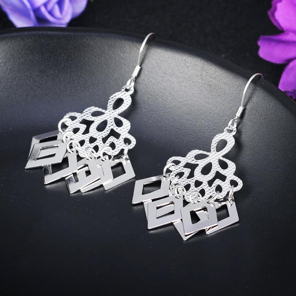 Fashion 925 Sterling Silver Chandelier Rhombus Drop Earrings, Party Jewelry Accessories for Women - Personalized Jewel