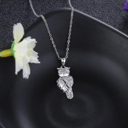 Fashion 925 Sterling Silver Necklace for Women with Owl Shape Pendant, Jewelry Gift for Her - Personalized Jewel