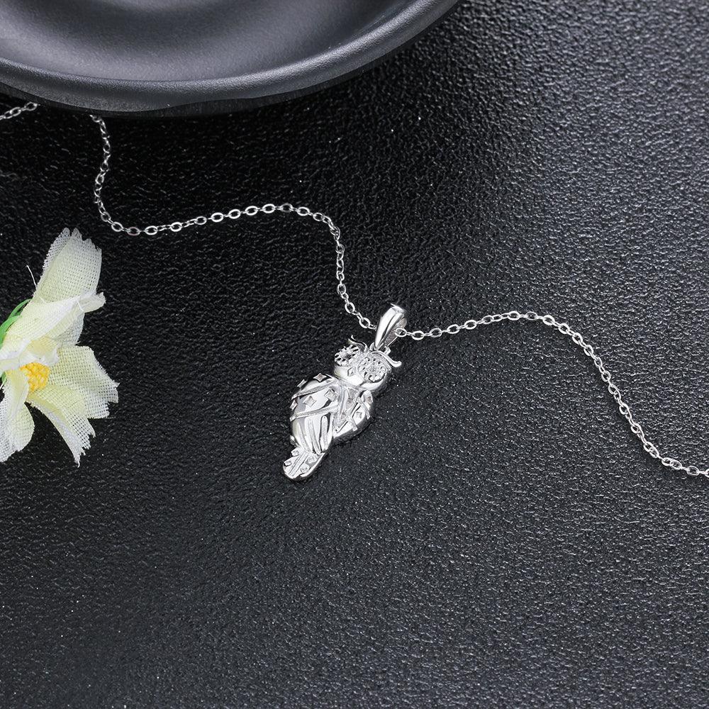 Fashion 925 Sterling Silver Necklace for Women with Owl Shape Pendant, Jewelry Gift for Her - Personalized Jewel