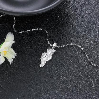 Fashion 925 Sterling Silver Necklace for Women with Owl Shape Pendant, Jewelry Gift for Her - Personalized Jewel