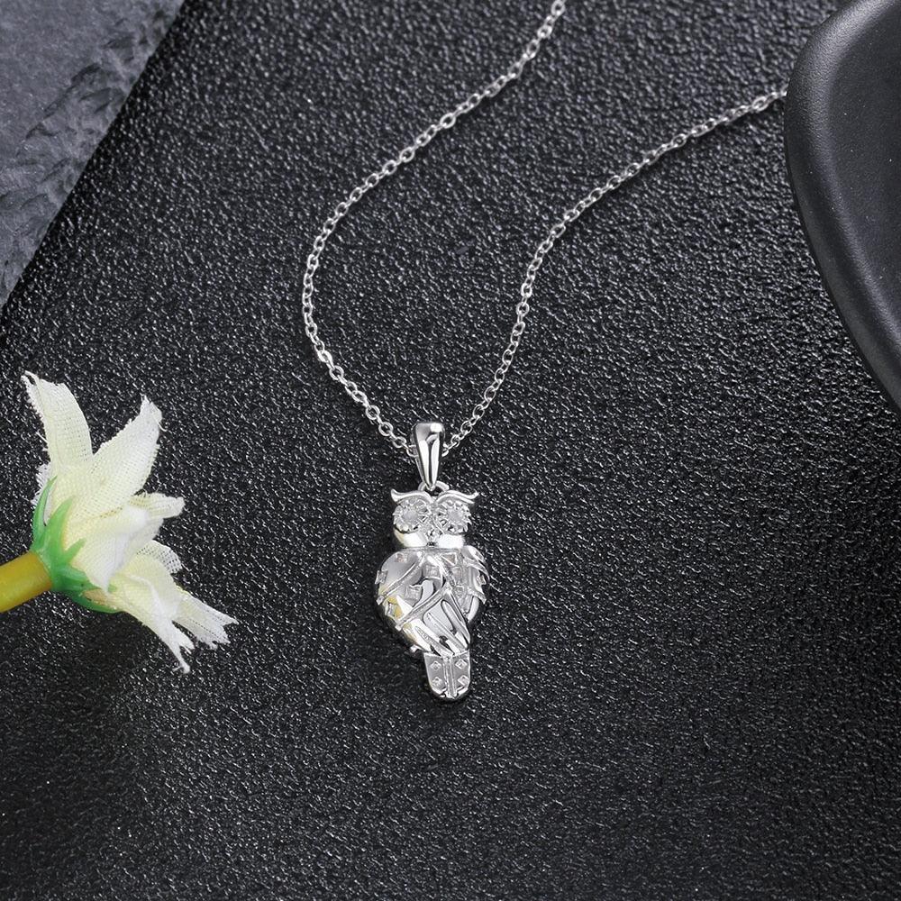 Fashion 925 Sterling Silver Necklace for Women with Owl Shape Pendant, Jewelry Gift for Her - Personalized Jewel