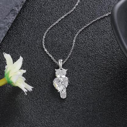 Fashion 925 Sterling Silver Necklace for Women with Owl Shape Pendant, Jewelry Gift for Her - Personalized Jewel