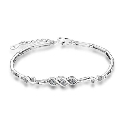 Fashion 925 Sterling Silver Wedding Bracelet with Cubic Zirconia for Women, Gift Bracelets & Bangles - Personalized Jewel