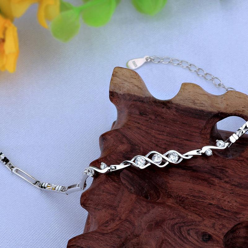 Fashion 925 Sterling Silver Wedding Bracelet with Cubic Zirconia for Women, Gift Bracelets & Bangles - Personalized Jewel