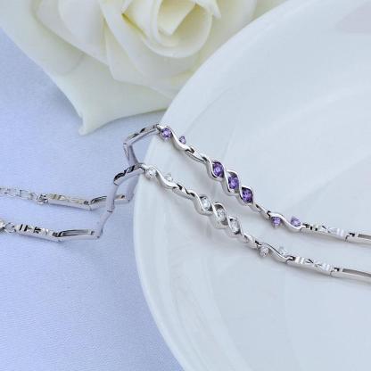 Fashion 925 Sterling Silver Wedding Bracelet with Cubic Zirconia for Women, Gift Bracelets & Bangles - Personalized Jewel