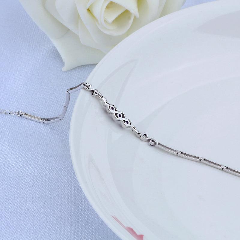 Fashion 925 Sterling Silver Wedding Bracelet with Cubic Zirconia for Women, Gift Bracelets & Bangles - Personalized Jewel
