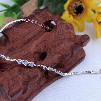 Fashion 925 Sterling Silver Wedding Bracelet with Cubic Zirconia for Women, Gift Bracelets & Bangles - Personalized Jewel