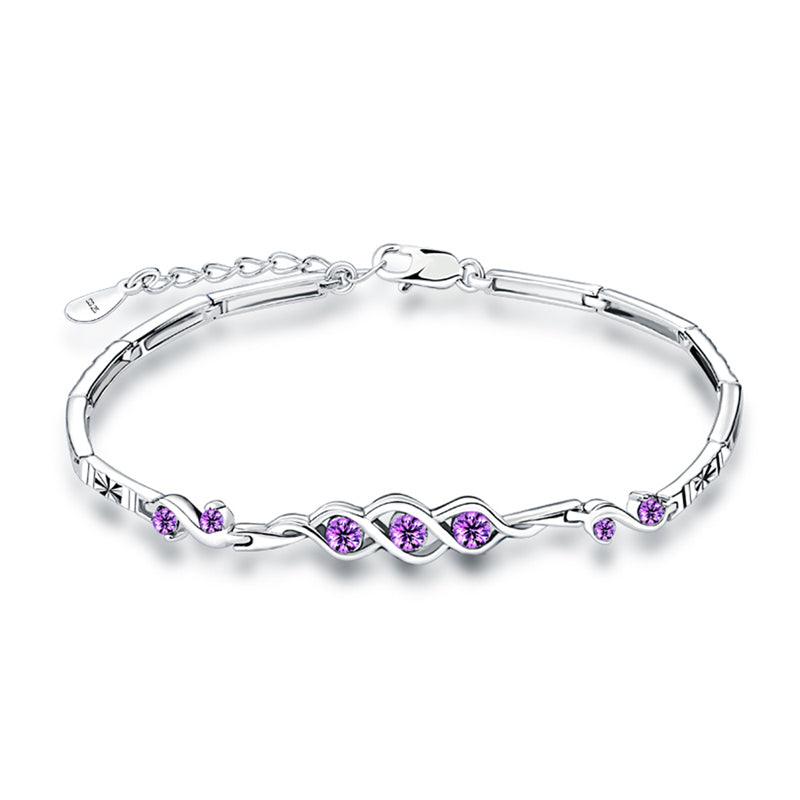 Fashion 925 Sterling Silver Wedding Bracelet with Cubic Zirconia for Women, Gift Bracelets & Bangles - Personalized Jewel