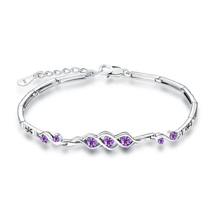 Fashion 925 Sterling Silver Wedding Bracelet with Cubic Zirconia for Women, Gift Bracelets & Bangles - Personalized Jewel
