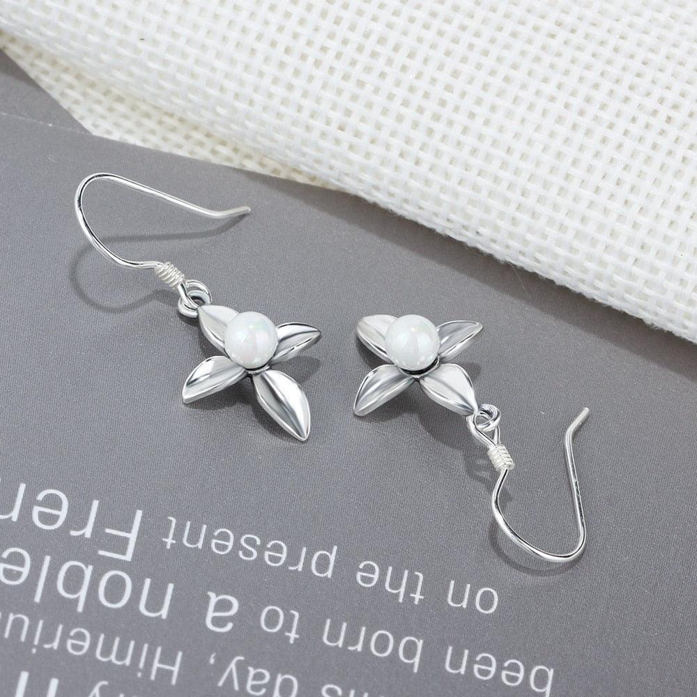 Fashion Cross Design Simulated Pearl Solid 925 Sterling Silver Dangle Earrings For Women Gift For Her - Personalized Jewel