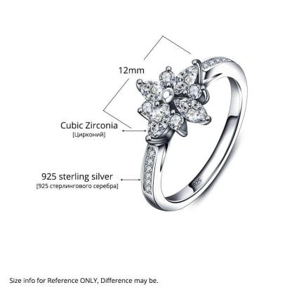Fashion Flower Design Cubic Zirconia 925 Sterling Silver Engagement Rings For Women Wedding Gift - Personalized Jewel