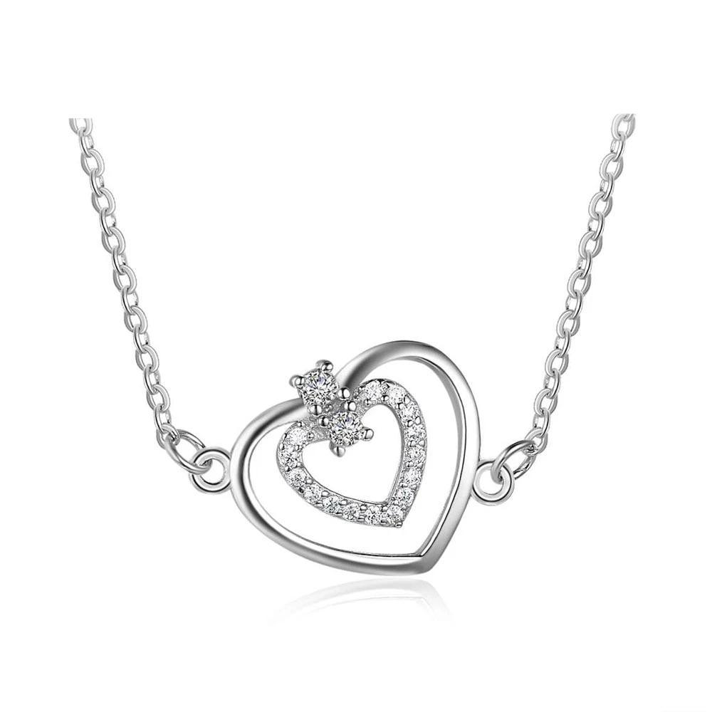 Fashion Heart Pattern Cubic Zirconia 925 Sterling Silver Necklace & Pendant For Women Best Gift Jewelry - Personalized Jewel