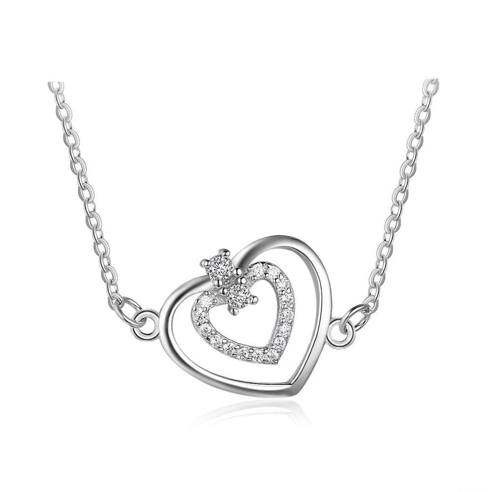 Fashion Heart Pattern Cubic Zirconia 925 Sterling Silver Necklace & Pendant For Women Best Gift Jewelry - Personalized Jewel