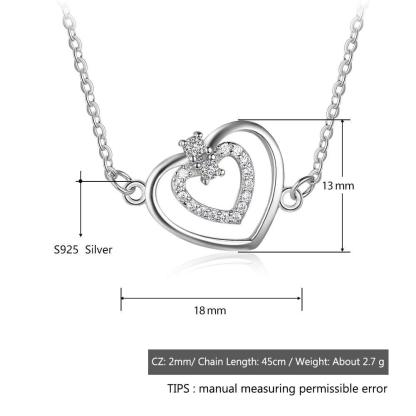 Fashion Heart Pattern Cubic Zirconia 925 Sterling Silver Necklace & Pendant For Women Best Gift Jewelry - Personalized Jewel