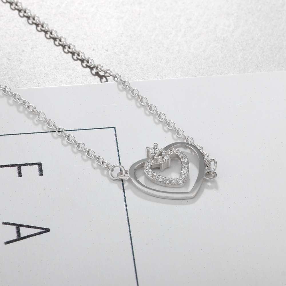 Fashion Heart Pattern Cubic Zirconia 925 Sterling Silver Necklace & Pendant For Women Best Gift Jewelry - Personalized Jewel