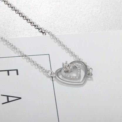 Fashion Heart Pattern Cubic Zirconia 925 Sterling Silver Necklace & Pendant For Women Best Gift Jewelry - Personalized Jewel