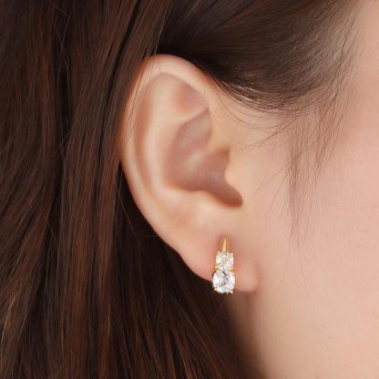 Fashion Hoop Earring Gold Color Round Cubic Zirconia Earrings For Women Gift Ideas for Women - Personalized Jewel