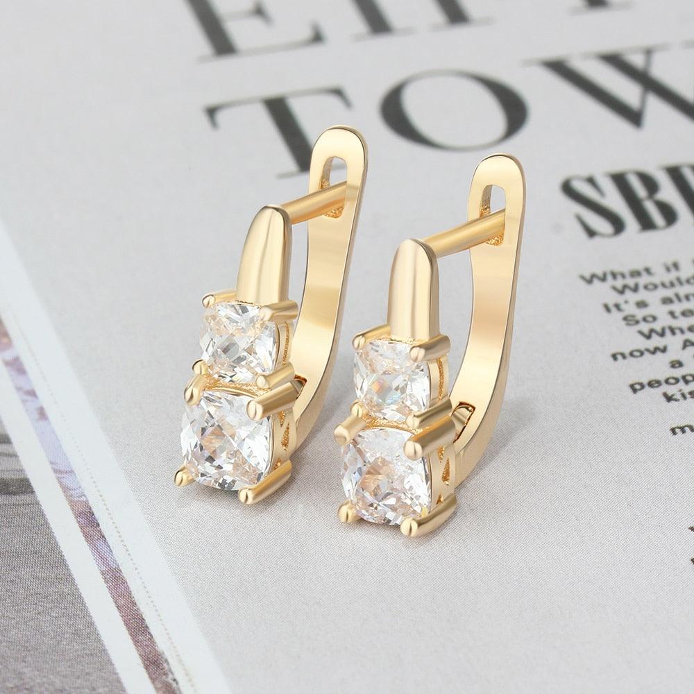 Fashion Hoop Earring Gold Color Round Cubic Zirconia Earrings For Women Gift Ideas for Women - Personalized Jewel