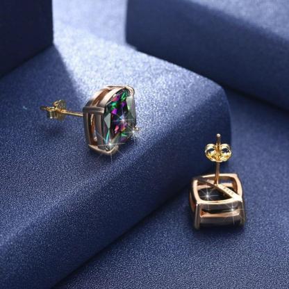 Fashion Jewelry 925 Silver Stud Earrings For Women Cubic Zirconia Colorful Stud Earrings Gift - Personalized Jewel