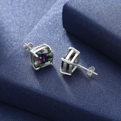 Fashion Jewelry 925 Silver Stud Earrings For Women Cubic Zirconia Colorful Stud Earrings Gift - Personalized Jewel