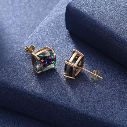 Fashion Jewelry 925 Silver Stud Earrings For Women Cubic Zirconia Colorful Stud Earrings Gift - Personalized Jewel