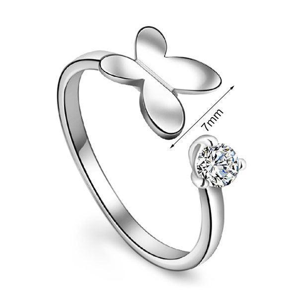 Fashion Lady Rings for Women - Rhodium Plating Butterfly Jewelry for Women - Adjustable Rings for Women - Fashion Jewelry for Women - Personalized Jewel