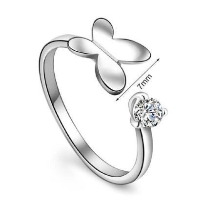 Fashion Lady Rings for Women - Rhodium Plating Butterfly Jewelry for Women - Adjustable Rings for Women - Fashion Jewelry for Women - Personalized Jewel