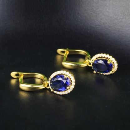 Fashion Party Jewelry Drop Earrings for Women with Blue Cubic Zirconia, Best Gift for Her - Personalized Jewel