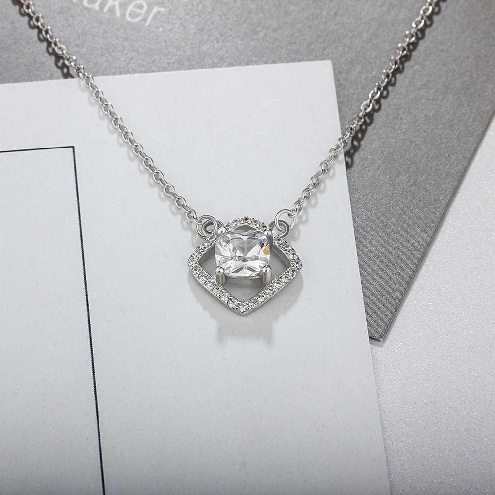 Fashion Square Cubic Zirconia 925 Sterling Silver Necklace & Pendant For Women Christmas Best Gift Jewelry - Personalized Jewel