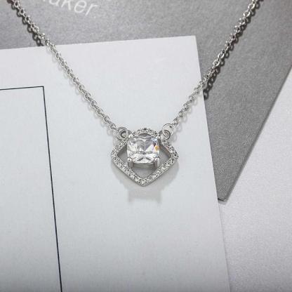 Fashion Square Cubic Zirconia 925 Sterling Silver Necklace & Pendant For Women Christmas Best Gift Jewelry - Personalized Jewel
