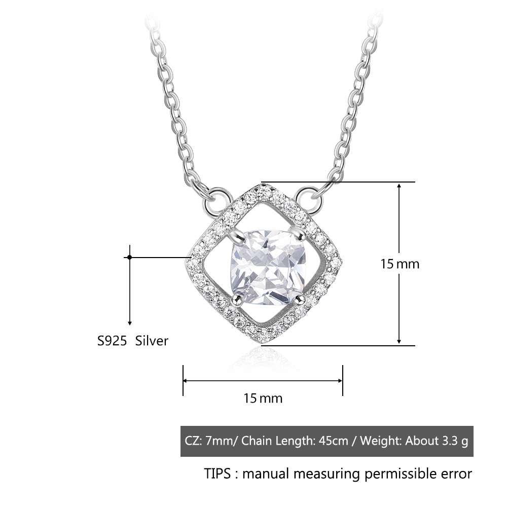 Fashion Square Cubic Zirconia 925 Sterling Silver Necklace & Pendant For Women Christmas Best Gift Jewelry - Personalized Jewel