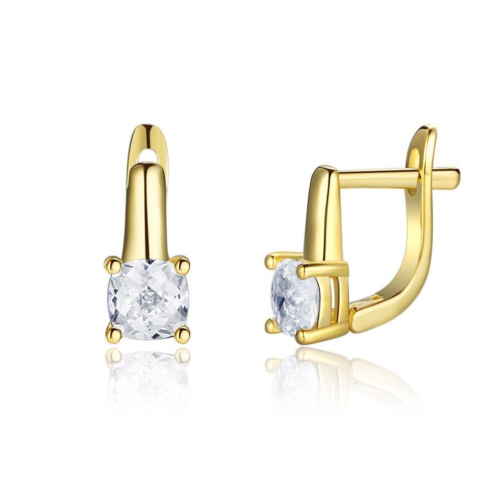 Fashion Stud Earrings with Copper Gold Color & Zirconia Stone, Jewelry Gift for Women - Personalized Jewel