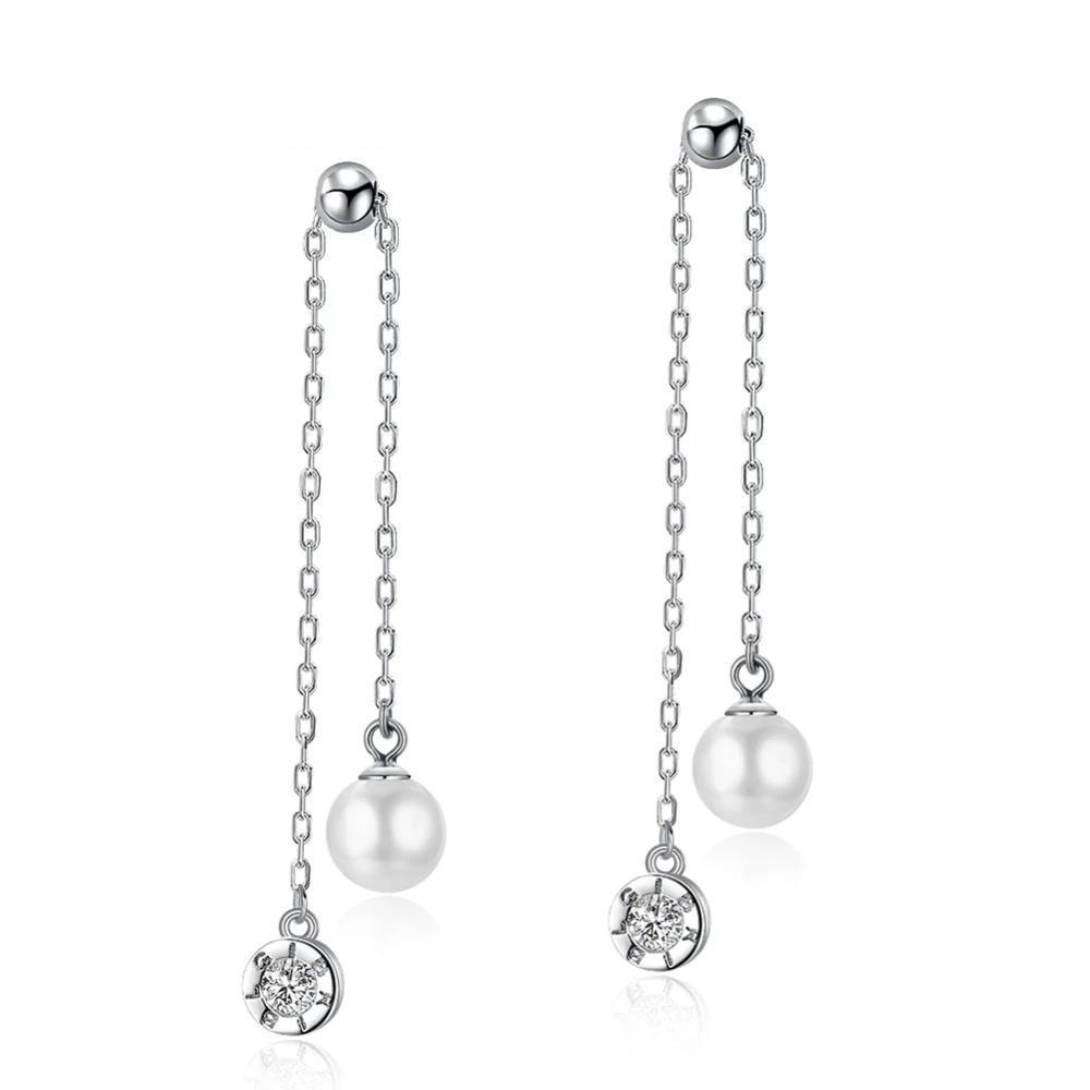 Fashion Tassel Simulated Pearl Accessorise 925 Sterling Silver Lonv Dangle Earrings For Women Party Jewelry - Personalized Jewel