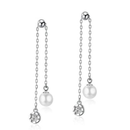 Fashion Tassel Simulated Pearl Accessorise 925 Sterling Silver Lonv Dangle Earrings For Women Party Jewelry - Personalized Jewel