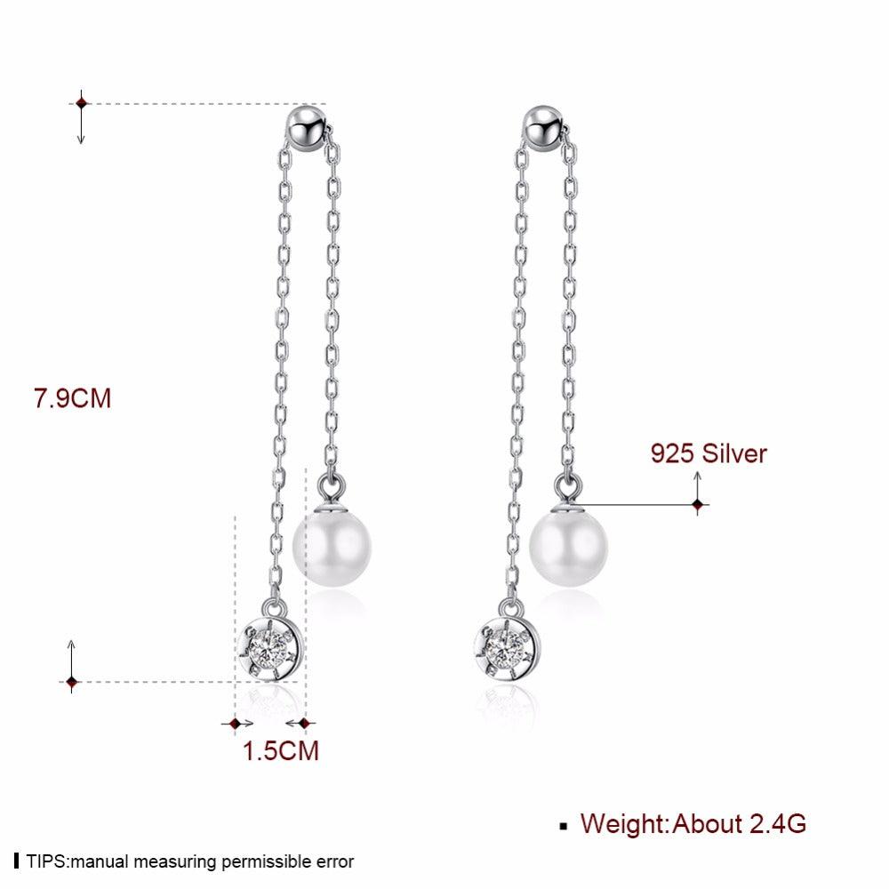 Fashion Tassel Simulated Pearl Accessorise 925 Sterling Silver Lonv Dangle Earrings For Women Party Jewelry - Personalized Jewel